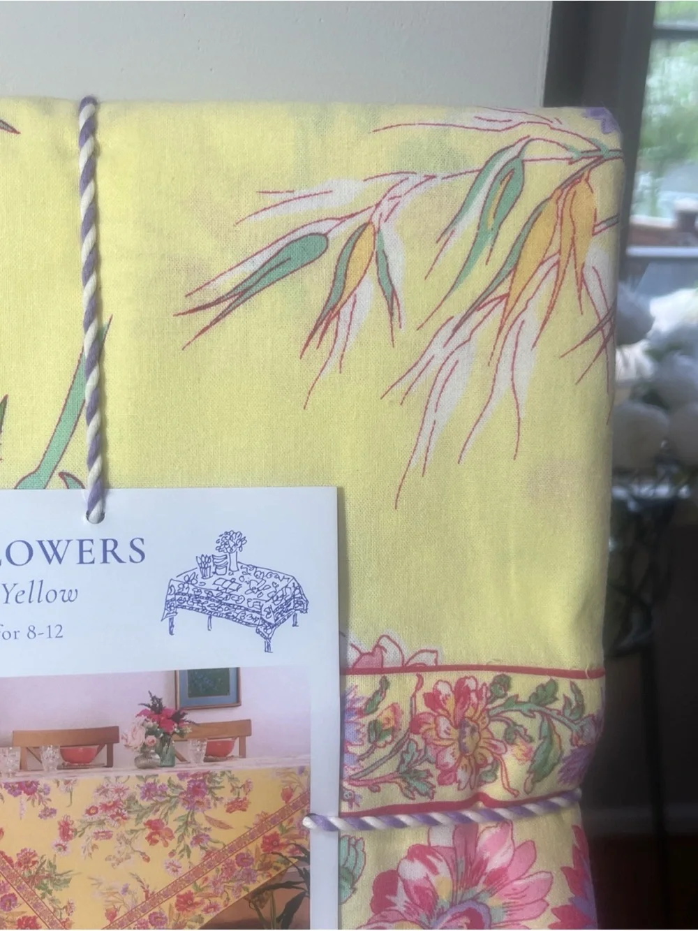April Cornell Border Tablecloth Wildflowers Yellow 60” x 102” 100% Cotton NWT